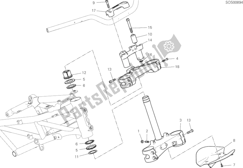 Todas as partes de Conjunto De Base Da Cabeça De Direção do Ducati Multistrada 950 USA 2020